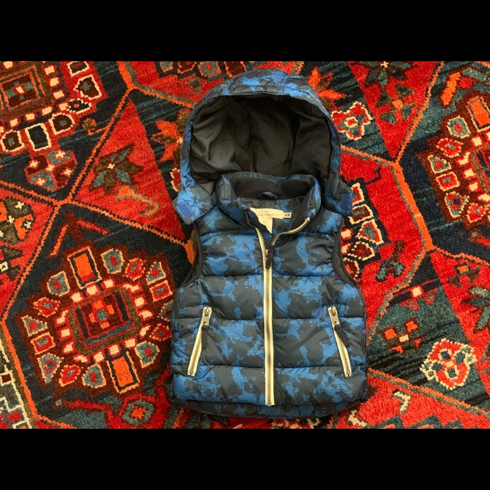 H&M L.O.G.G. Boys Zip Up Hooded Puffer Vest Jacket